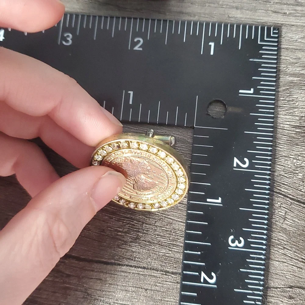 Gold tone Coin Cufflinks with‎ Crystal Accents Overflow